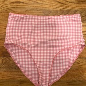 Minnow Pink Gingham High-Waisted Bikini Bottom